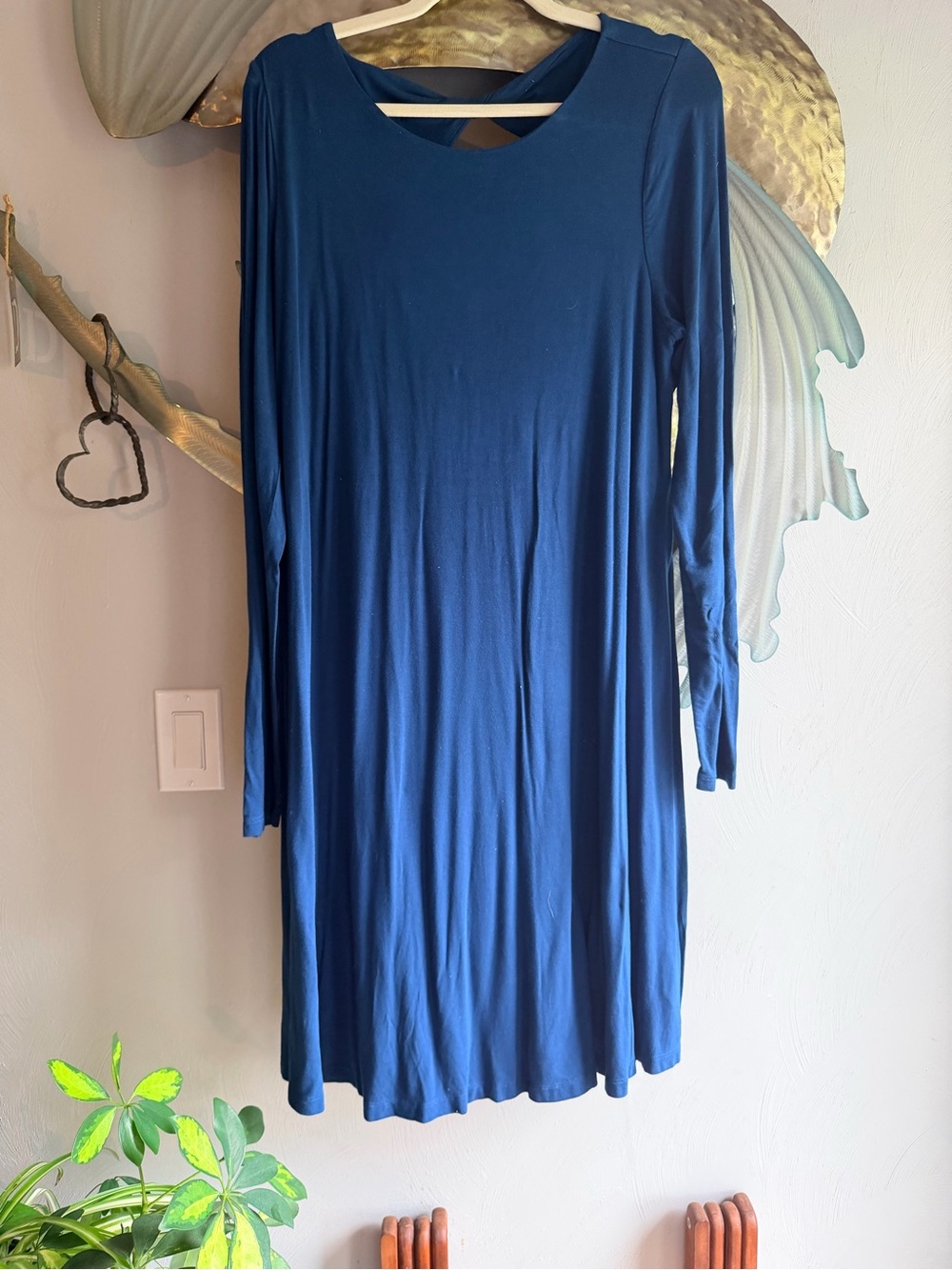 A Pea in the Pod Long Sleeve Scoop Neck Dress - Blue